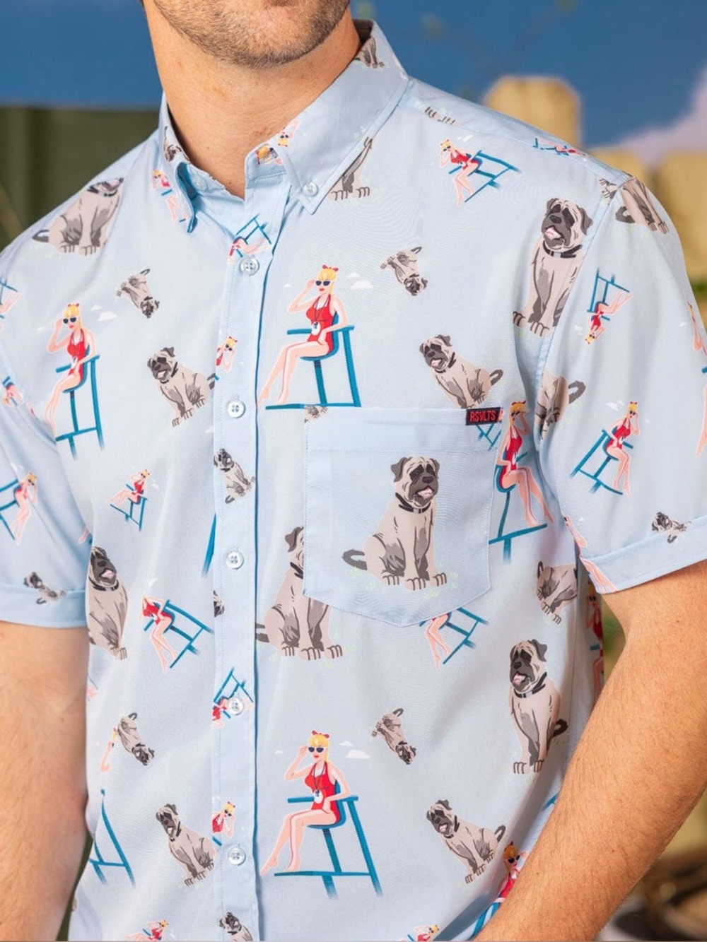 RSVLTS Sandlot Wendy Peffercorn Beast Shirt Mens Medium KUNUFLEX Button Up - Picture 2 of 5